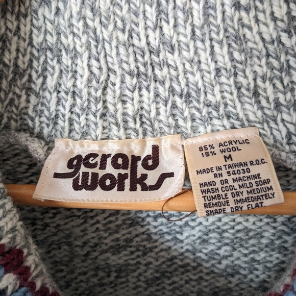 Vintage Gerard Works Gray Shawl Collar Pullover Sweater - Picture 3 of 7